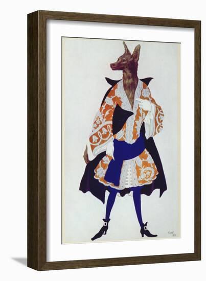 Costume Design For the Wolf, from Sleeping Beauty, 1921-Leon Bakst-Framed Giclee Print