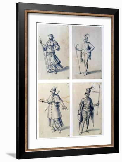 Costume Designs for Allegorical Characters, 16th Century-Giuseppe Arcimboldi-Framed Giclee Print
