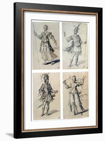Costume Designs for Classical Deities, 16th Century-Giuseppe Arcimboldi-Framed Premium Giclee Print