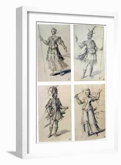 Costume Designs for Classical Deities, 16th Century-Giuseppe Arcimboldi-Framed Premium Giclee Print