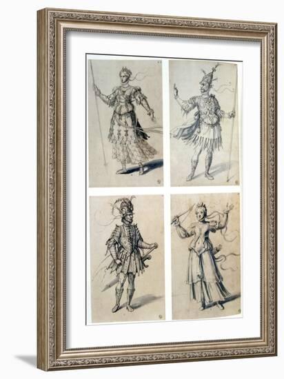 Costume Designs for Classical Deities, 16th Century-Giuseppe Arcimboldi-Framed Giclee Print