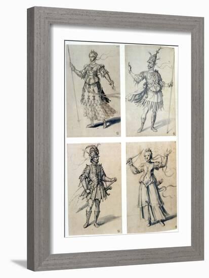 Costume Designs for Classical Deities, 16th Century-Giuseppe Arcimboldi-Framed Giclee Print