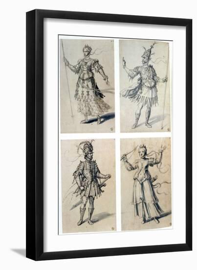 Costume Designs for Classical Deities, 16th Century-Giuseppe Arcimboldi-Framed Giclee Print