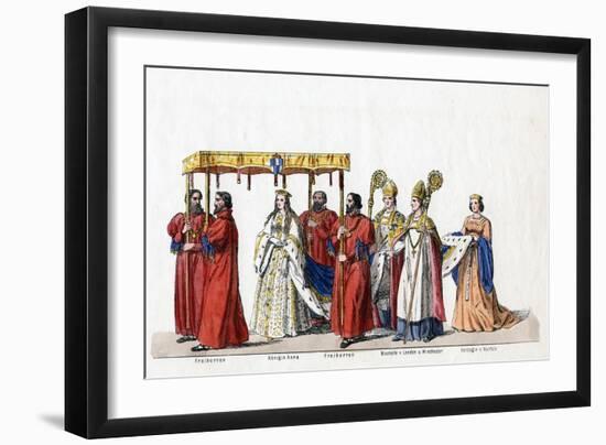 Costume Designs for Shakespeare's Play, Henry VIII, 19th Century-null-Framed Giclee Print