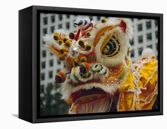 Costume Head, Lion Dance, Hong Kong, China-Fraser Hall-Framed Premier Image Canvas