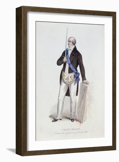 Costume of a Freemason for His Reception into the Grade of Master, C.1848-null-Framed Giclee Print