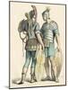 Costume of Antiquity: Soldier of the Roman Army in Antiquite Armor with Shields, Helmet and Horn. C-null-Mounted Giclee Print