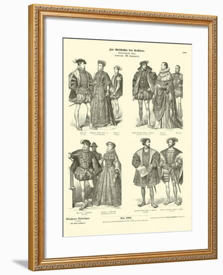 Costume of French Royalty and Nobility, 16th Century-null-Framed Giclee Print