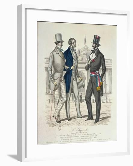 Costume of the Député, with the Old National Assembly in the Background, 1848-null-Framed Giclee Print