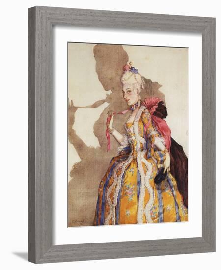 Costume Pour Marquise, Interpretee Par Tamara Karsavina (1885-1978) - Costume Design for Tamara Kar-Konstantin Andreevic Somov-Framed Giclee Print