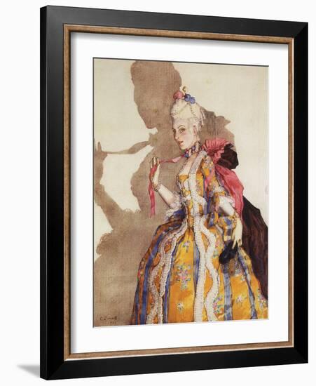 Costume Pour Marquise, Interpretee Par Tamara Karsavina (1885-1978) - Costume Design for Tamara Kar-Konstantin Andreevic Somov-Framed Giclee Print