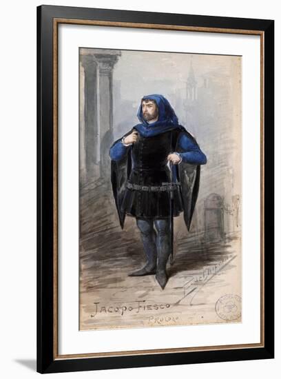 Costume Sketch by Alfred Edel for the Prologue by Jacopo Fiesco in the Opera Simon Boccanegra-Giuseppe Verdi-Framed Giclee Print