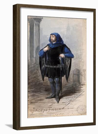 Costume Sketch by Alfred Edel for the Prologue by Jacopo Fiesco in the Opera Simon Boccanegra-Giuseppe Verdi-Framed Giclee Print