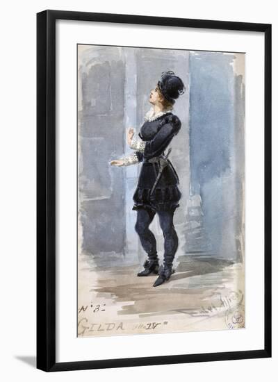 Costume Sketch by Alfred Edel for the Role of Gilda in the Fourth Act of Rigoletto-null-Framed Giclee Print