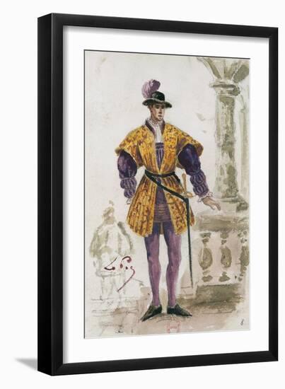 Costume Sketch by Lepic for Role of Duke of Mantua in Premiere of Opera Rigoletto-Giuseppe Verdi-Framed Giclee Print