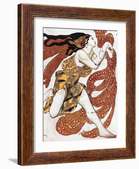 Costume sketch for a Bacchante, from the ballet " Narcissus", mythological poem ,1911.-Leon Bakst-Framed Giclee Print