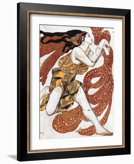 Costume sketch for a Bacchante, from the ballet " Narcissus", mythological poem ,1911.-Leon Bakst-Framed Giclee Print