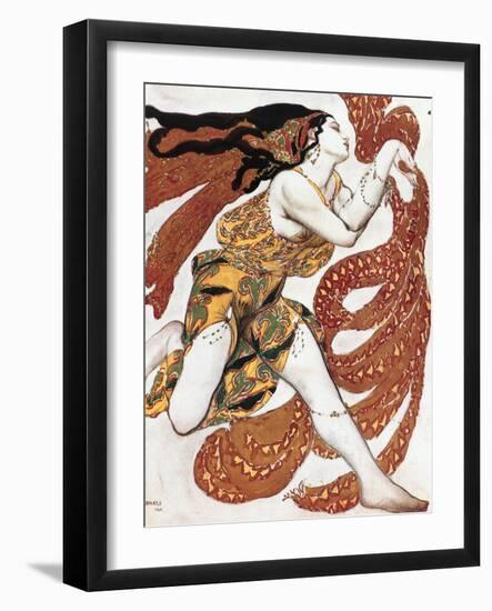 Costume sketch for a Bacchante, from the ballet " Narcissus", mythological poem ,1911.-Leon Bakst-Framed Giclee Print