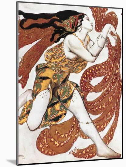 Costume sketch for a Bacchante, from the ballet " Narcissus", mythological poem ,1911.-Leon Bakst-Mounted Giclee Print