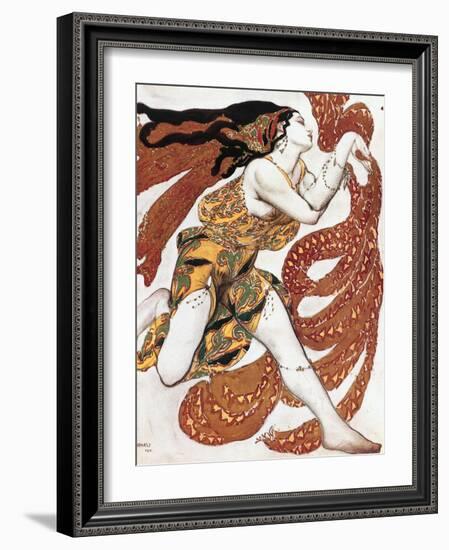 Costume sketch for a Bacchante, from the ballet " Narcissus", mythological poem ,1911.-Leon Bakst-Framed Giclee Print