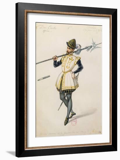 Costume Sketch for Role of an Archer of Henry II of France for Premiere of Opera Don Carlos-Giuseppe Verdi-Framed Giclee Print