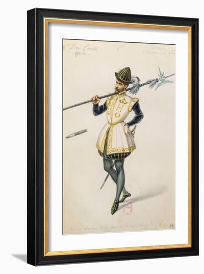 Costume Sketch for Role of an Archer of Henry II of France for Premiere of Opera Don Carlos-Giuseppe Verdi-Framed Giclee Print