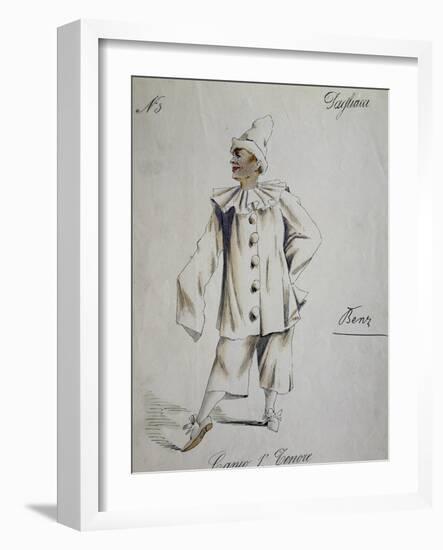 Costume Sketch for Role of Canio, Clown in Play Within Play, in Opera Pagliacci, 1892-Ruggero Leoncavallo-Framed Giclee Print