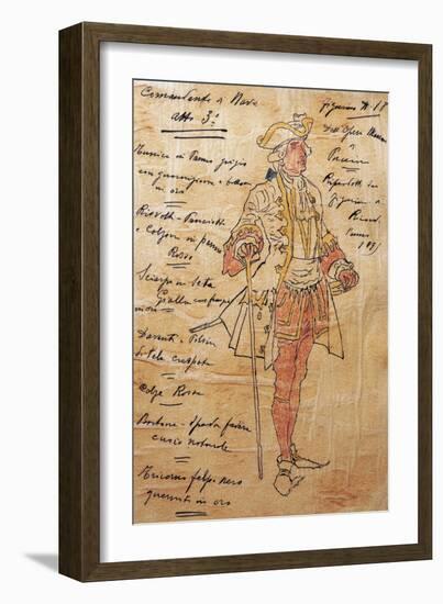 Costume Sketch for Role of Captain of Ship in Premiere of Opera Manon Lescaut-Giacomo Puccini-Framed Giclee Print