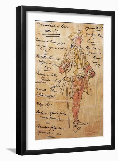 Costume Sketch for Role of Captain of Ship in Premiere of Opera Manon Lescaut-Giacomo Puccini-Framed Giclee Print