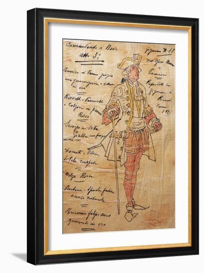 Costume Sketch for Role of Captain of Ship in Premiere of Opera Manon Lescaut-Giacomo Puccini-Framed Giclee Print