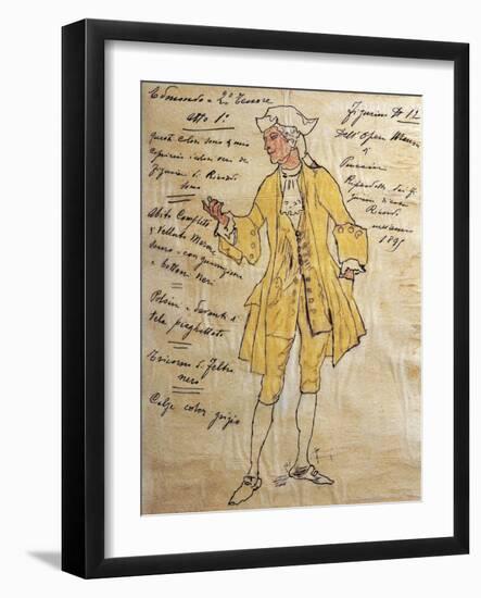 Costume Sketch for Role of Edmondo in Premiere of Opera Manon Lescaut-Giacomo Puccini-Framed Giclee Print