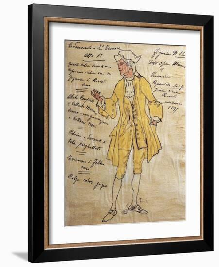 Costume Sketch for Role of Edmondo in Premiere of Opera Manon Lescaut-Giacomo Puccini-Framed Giclee Print