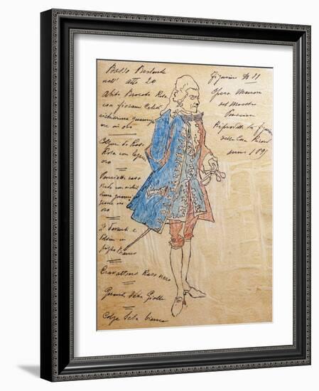 Costume Sketch for Role of Geronte Di Ravoir in Premiere of Opera Manon Lescaut-Giacomo Puccini-Framed Giclee Print