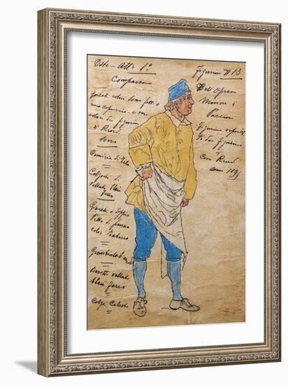 Costume Sketch for Role of Innkeeper in Premiere of Opera Manon Lescaut-Giacomo Puccini-Framed Giclee Print