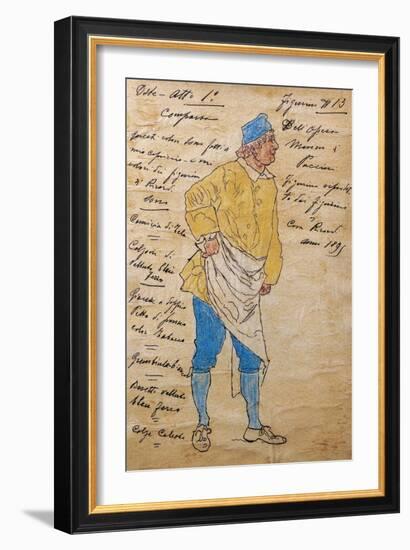 Costume Sketch for Role of Innkeeper in Premiere of Opera Manon Lescaut-Giacomo Puccini-Framed Giclee Print