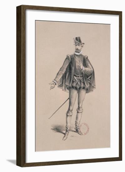 Costume Sketch for Role of Marquis of Posa for Premiere of Opera Don Carlos-Giuseppe Verdi-Framed Giclee Print