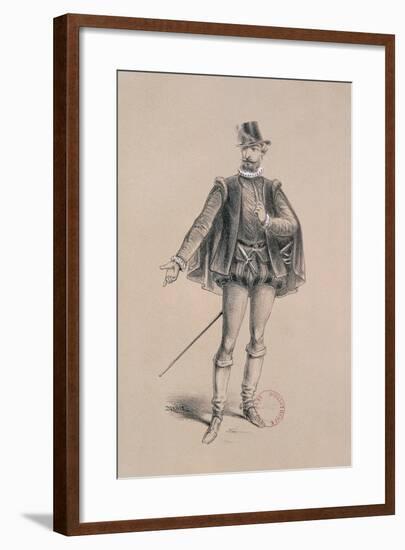 Costume Sketch for Role of Marquis of Posa for Premiere of Opera Don Carlos-Giuseppe Verdi-Framed Giclee Print