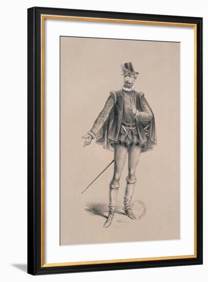 Costume Sketch for Role of Marquis of Posa for Premiere of Opera Don Carlos-Giuseppe Verdi-Framed Giclee Print