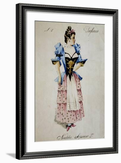 Costume Sketch for Role of Nedda, Colombina in Play Within Play, in Opera Pagliacci, 1892-Ruggero Leoncavallo-Framed Giclee Print