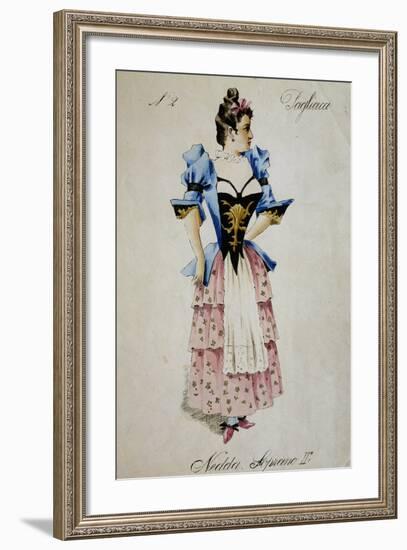 Costume Sketch for Role of Nedda, Colombina in Play Within Play, in Opera Pagliacci, 1892-Ruggero Leoncavallo-Framed Giclee Print