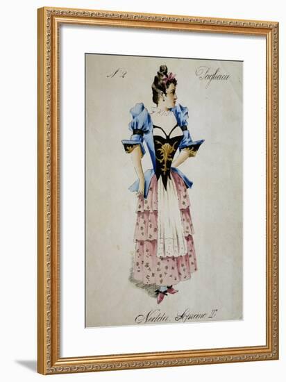 Costume Sketch for Role of Nedda, Colombina in Play Within Play, in Opera Pagliacci, 1892-Ruggero Leoncavallo-Framed Giclee Print