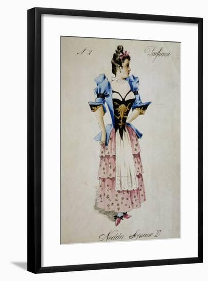 Costume Sketch for Role of Nedda, Colombina in Play Within Play, in Opera Pagliacci, 1892-Ruggero Leoncavallo-Framed Giclee Print