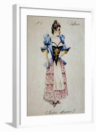 Costume Sketch for Role of Nedda, Colombina in Play Within Play, in Opera Pagliacci, 1892-Ruggero Leoncavallo-Framed Giclee Print