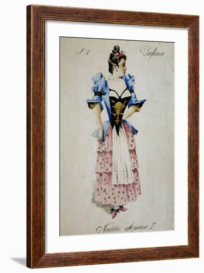 Costume Sketch for Role of Nedda, Colombina in Play Within Play, in Opera Pagliacci, 1892-Ruggero Leoncavallo-Framed Giclee Print