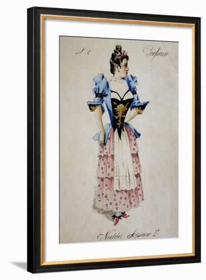 Costume Sketch for Role of Nedda, Colombina in Play Within Play, in Opera Pagliacci, 1892-Ruggero Leoncavallo-Framed Giclee Print