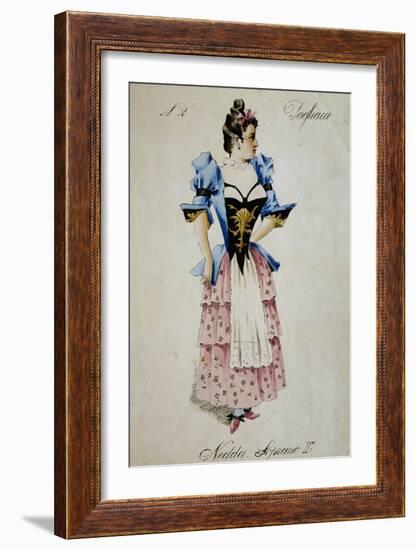 Costume Sketch for Role of Nedda, Colombina in Play Within Play, in Opera Pagliacci, 1892-Ruggero Leoncavallo-Framed Giclee Print