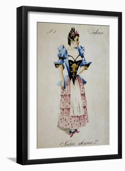 Costume Sketch for Role of Nedda, Colombina in Play Within Play, in Opera Pagliacci, 1892-Ruggero Leoncavallo-Framed Giclee Print