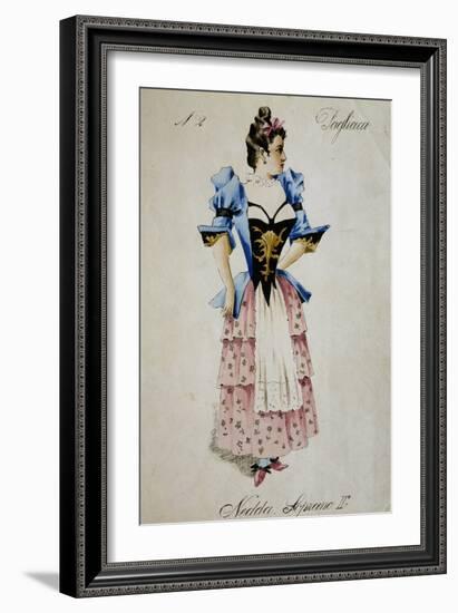 Costume Sketch for Role of Nedda, Colombina in Play Within Play, in Opera Pagliacci, 1892-Ruggero Leoncavallo-Framed Giclee Print