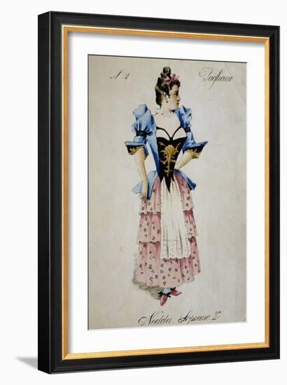 Costume Sketch for Role of Nedda, Colombina in Play Within Play, in Opera Pagliacci, 1892-Ruggero Leoncavallo-Framed Giclee Print