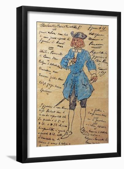 Costume Sketch for Role of Student Member of Chorus in Premiere of Opera Manon Lescaut-Giacomo Puccini-Framed Giclee Print